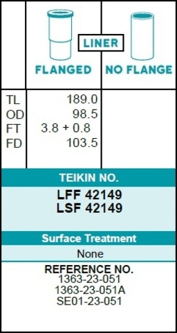 Гильза блока цилиндров TEIKIN LFF42149 (4шт/упак) хонингованная