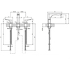 Gessi Rilievo 59012#299 Смеситель для раковины на 3 отв. без донного клапана h=125мм, излив 154мм, цвет: nero XL