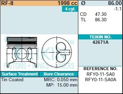 Поршень двигателя TEIKIN 42671A STD (4шт/упак)