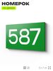Номер на дверь 587, табличка на дверь для офиса, квартиры, кабинета, аудитории, склада, зеленая 120х70 мм, Айдентика Технолоджи