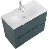 BelBagno UNO-MINI-700-2C-SO-AO База под раковину подвесная с фрезерованными ручками по всей длине фасада с двумя выкатн. ящ.,Голубой Мат.,700x395x608