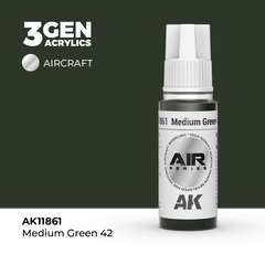 Акриловая краска AK Interactive Medium Green 42 3GEN AIR, 18мл