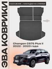 Коврики ЭВА в багажник с накладками на задние сидения авто для Changan CS75 Plus II (22-23г.)