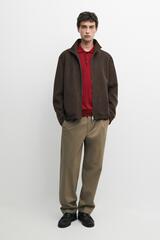 Massimo Dutti Брюки прямого кроя из смесового хлопка, норка