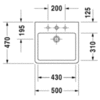 Duravit Vero 454500071 Раковина Умывальник шлифованный без перелива, с 1 отв. под смес., включая крепление, 500x470мм, цвет: Белый