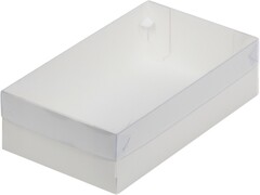 Коробка для зефира и пирожных с пластиковой крышкой 250*150*70 мм (белая)