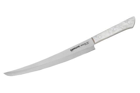Нож для тонкой нарезки мяса, рыбы, суши, колбасы (слайсер) кухонный Tanto Samura HARAKIRI 230мм SHR-0046AWT