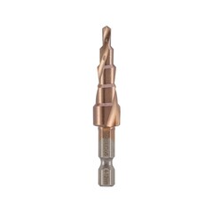 Сверло ступенчатое 4-12мм (Спиральное) HSSE-Co5 5ступ. L65мм хв. 6-гр 1/4