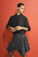 ZARA ЮБКА В ПОЛОСКУ С ШЕРСТЬЮ — THE ITEM, СЕРЫЙ