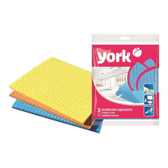 Салфетки хозяйственные губчатые York целлюлоза 17.5x15.5 см 3 штуки в упаковке