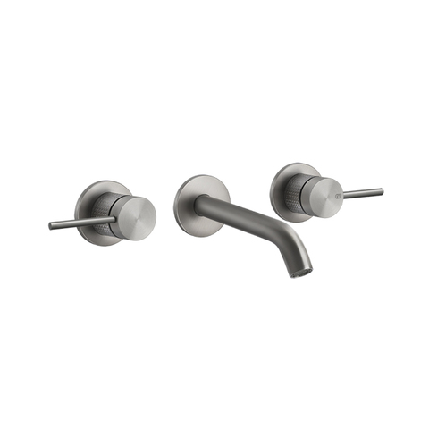 Gessi 316 54492#239 Встраиваемый смеситель для раковины на 3 отверстия, излив 146-128мм (внешние части), цвет: steel brushed