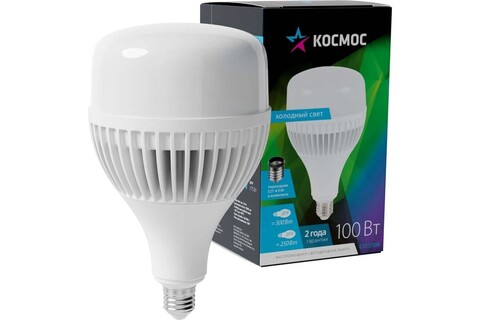 Лампа светодиодная Космос  LksmHWLED100WE2765 цоколь E27, переходник в комплекте на Е40, цилиндр HW, 100В=800вт, холодный 6500k, световой поток 9500лм, 220 вольт - купить в компании MAKtorg