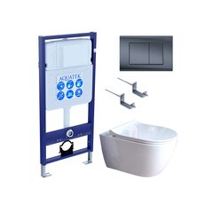 Aquatek SET Aquatek ПОЛАРИС-01-033 4в1 SET Aquatek ПОЛАРИС (рама Aquatek Standard INS-0000012+унитаз ПОЛАРИС AQ0700-01 с тонким сиденьем soft-close+ крепеж KKI-0000002 +панель KDI-0000033) фото