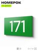 Номер на дверь 171, табличка на дверь для офиса, квартиры, кабинета, аудитории, склада, зеленая 120х70 мм, Айдентика Технолоджи