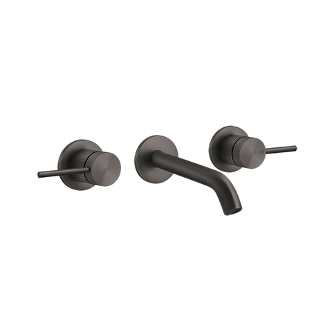 Gessi 316 54492#707 Встраиваемый смеситель для раковины на 3 отверстия, излив 146-128мм (внешние части), цвет: brushed black metal pvd
