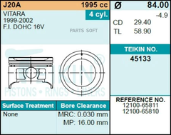Поршень двигателя TEIKIN 45133 0.50 (4шт/упак)