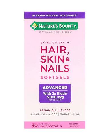Nature's Bounty Optimal Solutions®, волосы, кожа и ногти, дополнительная сила, 30 капсул с быстрым высвобождением