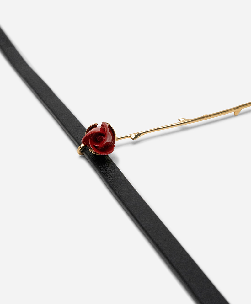 Чокер ROSEBUD STEM LEATHER RED