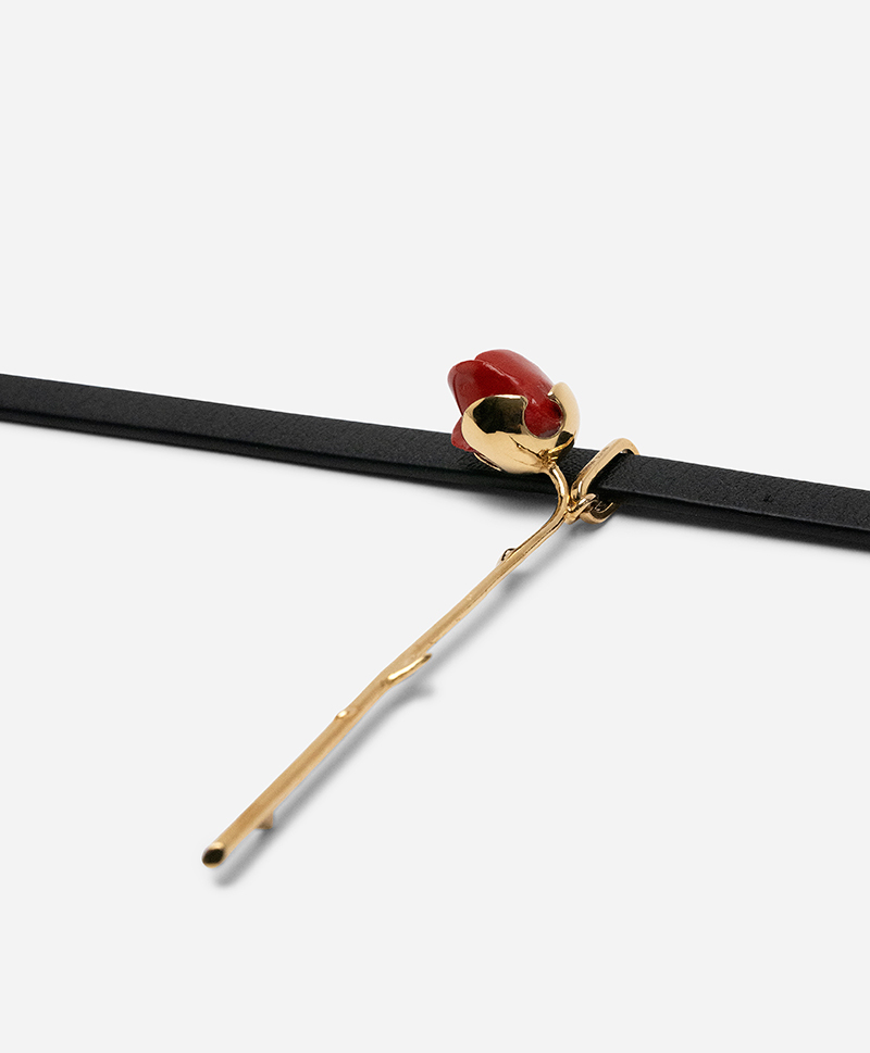 Чокер ROSEBUD STEM LEATHER RED