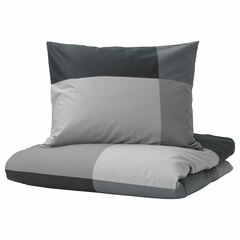Комплект постельного белья IKEA BRUNKRISSLA (БРУНКРИСЛА), Односпальный, Черно-серый, 150x200, 50x80 см