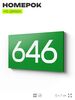 Номер на дверь 646, табличка на дверь для офиса, квартиры, кабинета, аудитории, склада, зеленая 120х70 мм, Айдентика Технолоджи