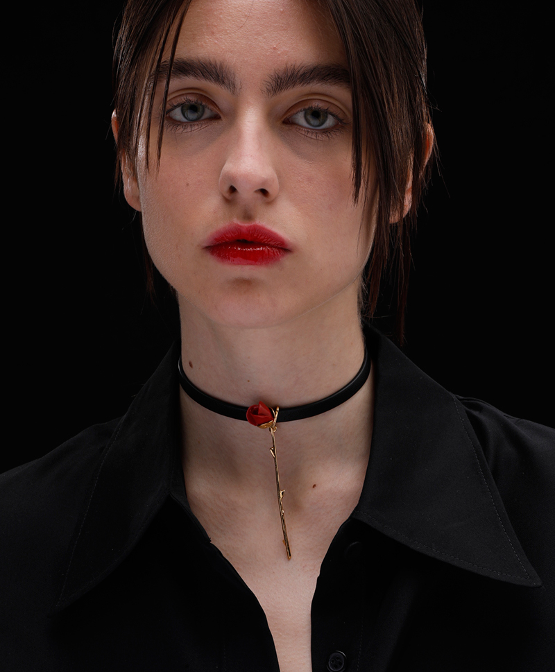 Чокер ROSEBUD STEM LEATHER RED
