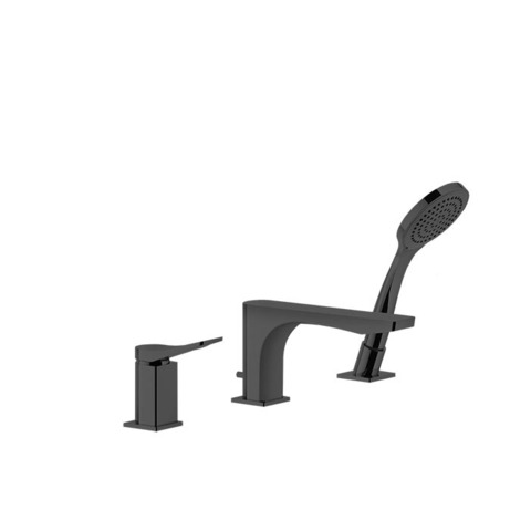 Gessi Rilievo 59037#299 Смеситель на борт ванны на 3 отв, с убирающаяся душевой лейкой , цвет: nero XL
