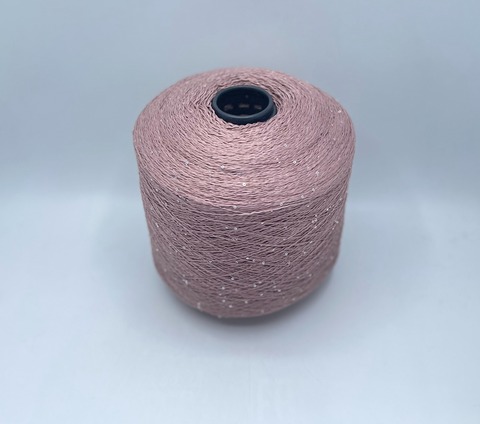 Бобинная пряжа (пр.Италия),Linette Pailletes, 450/100гр, 80% Лен, 20% Полиэстер(пайетка), цвет-Пыльно-розовый+пайетка. арт.36769