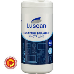 Салфетки влажные для экранов Luscan с антистатическим эффектом 13x17 см (100 штук в тубе)