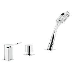 Gessi Rilievo 59043#031 Смеситель на борт ванны на 3 отв, с убирающаяся душевой лейкой, для наполнения через слив-перелив, цвет: хром фото