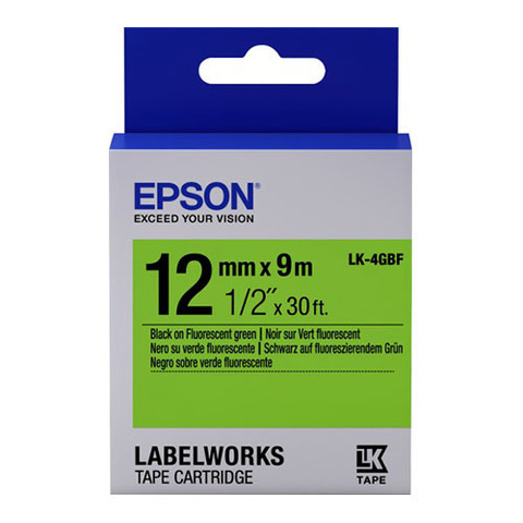 654018 Картридж EPSON с лентой LK4GBF (лента флуоресцентная, черн./Green 12/9)