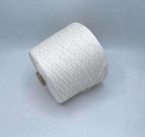 G&G Filati (пр.Италия), art-Lino 390м/100гр, 100%Лен +пайетка(разноцветная), цвет-Молочный. арт.30391