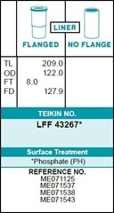 Гильза блока цилиндров TEIKIN LFF43267 (6шт/упак) хонингованная