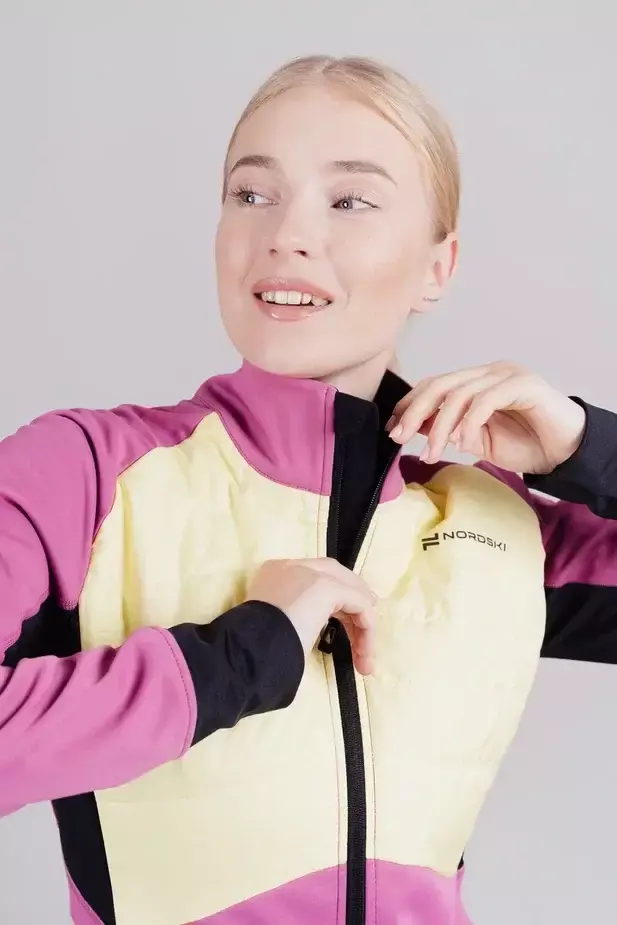 Женский костюм для лыж и бега зимой Nordski Hybrid Active fuchsia-yellow - 5