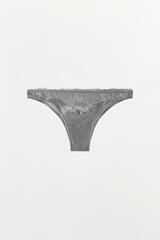 ZARA АЖУРНЫЕ ТРУСЫ С КРУЖЕВОМ, СЕРЫЙ МЕЛАНЖ
