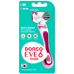 DORCO EVE 6 Simple станок+2'S жен.система с 6 лезвиями и сгиб.катриджем (Ю.Корея) NEW