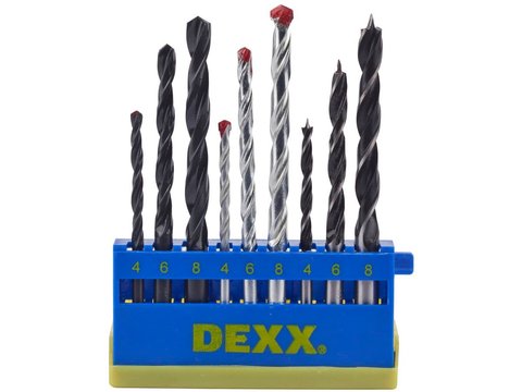 DEXX дерево 4-6-8 мм, металл 4-6-8 мм, бетон 4-6-8 мм, набор комбинированных сверл (2970-H9)