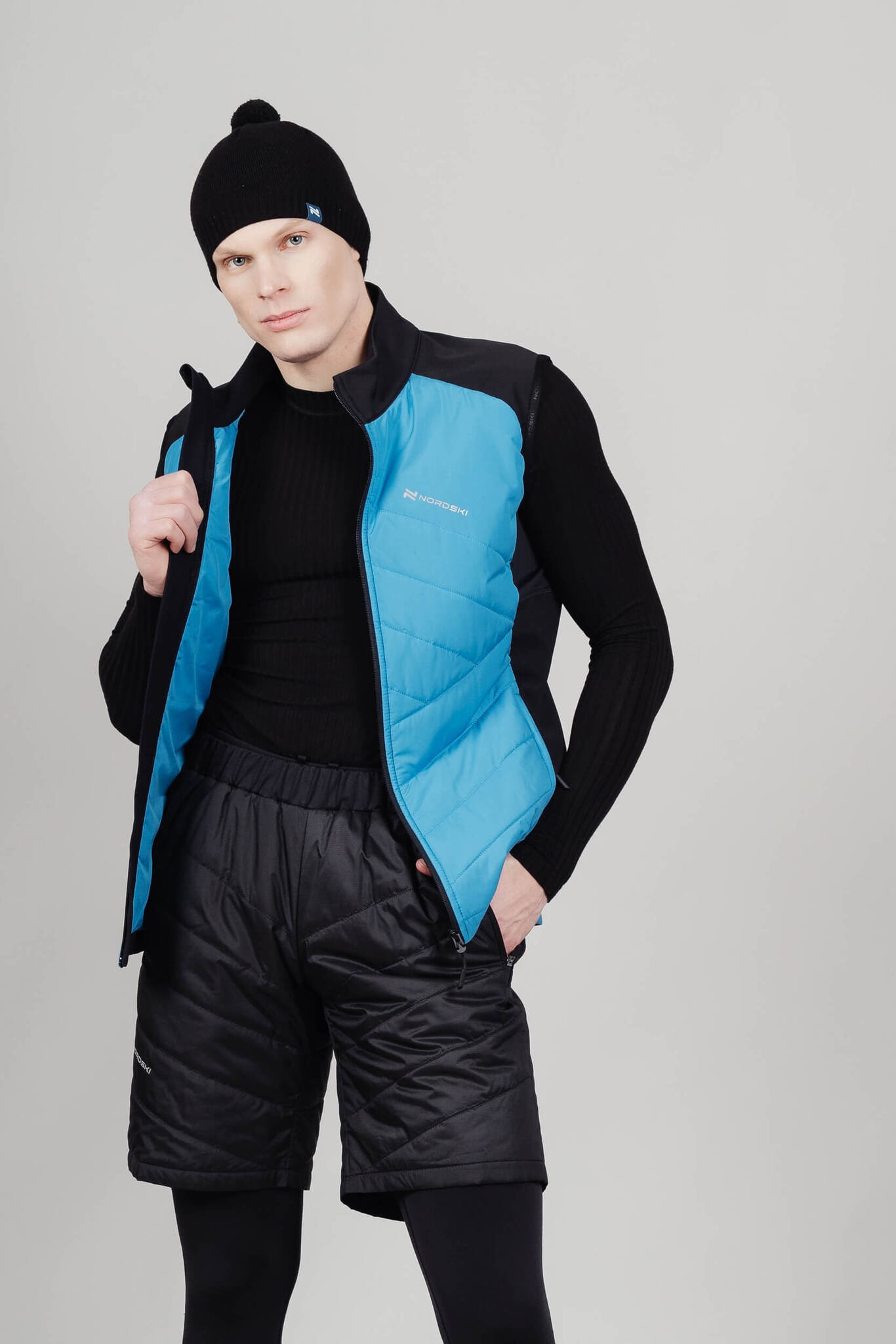 Мужской теплый жилет Nordski Hybrid light blue-black - 7