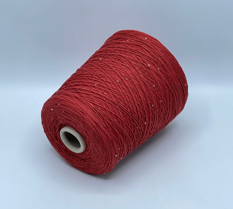 Бобинная пряжа, Cotone Paillettes, 420м, 97% Хлопок, 3% Полиэстер(пайетка), Красная глина. 40712