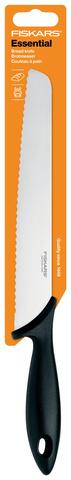 Нож Fiskars Essential (1023774) стальной для хлеба лезв.230мм серрейт. заточка черный