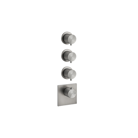 Gessi 316 54506#239 Встраиваемый термостатический смеситель на 2 источника, резьба 3/4" (внешние части), цвет: steel brushed