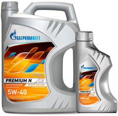 Моторное масло Gazpromneft Premium N 5W-40, SN/CF, A3/B4, синтетическое, 4 л + 1 л в подарок