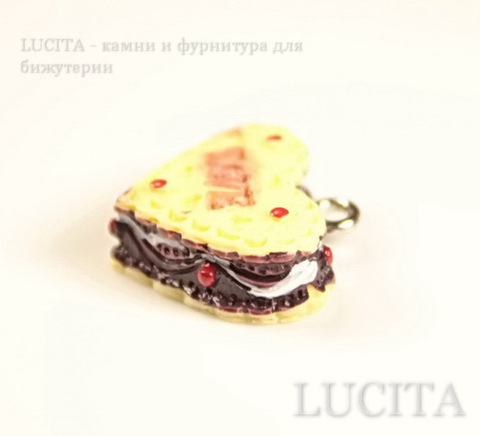 Подвеска-тортик "Love" 18х17 мм (цвет - античное серебро) ()