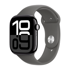 Умные часы Apple Watch Series 10 GPS, 46mm, Jet Black Aluminium Case with Sport Band M/L, Stone Gray (Черный)