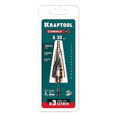 KRAFTOOL COBALT 6-30мм, 13 ступеней, азотирование, винтовая спираль, сверло ступенчатое(29691-6-30-13)