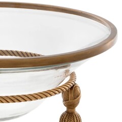 Чаша декоративная Tassel, винтажная латунь, прозрачное стекло