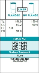 Гильза блока цилиндров TEIKIN LSF46260 (4шт/упак) не хонингованная