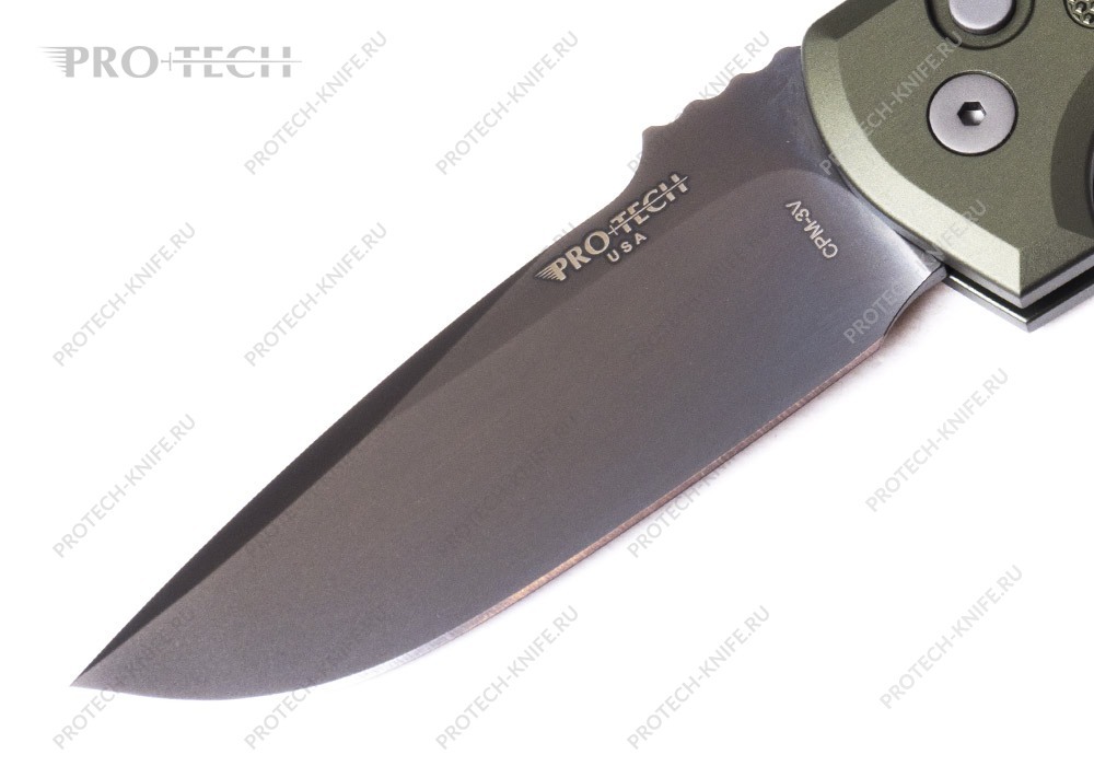 Нож Pro-Tech Rockeye Textured Green Smoky Gray DLC 3V Exclusive - фотография 