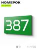 Номер на дверь 387, табличка на дверь для офиса, квартиры, кабинета, аудитории, склада, зеленая 120х70 мм, Айдентика Технолоджи