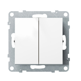 Переключатель двухклавишный - Legrand SUNO - 10АХ 250В безвинтовые зажимы - Белый — фото 1